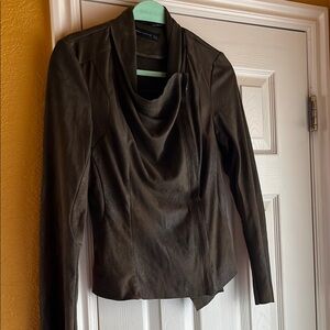 Zara Green Jacket with Elegant Draped Neckline